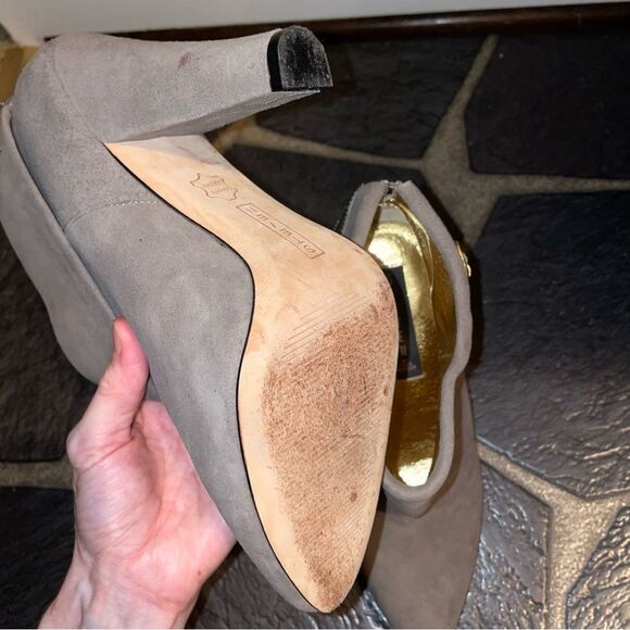 Steven by Steve Madden Ellusion Gray Suede Leather Pointed Toe Heeled Bootie 8.5 - Picture 9 of 9